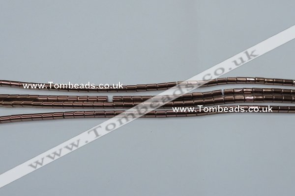 CHE745 15.5 inches 2*4mm tube plated hematite beads wholesale