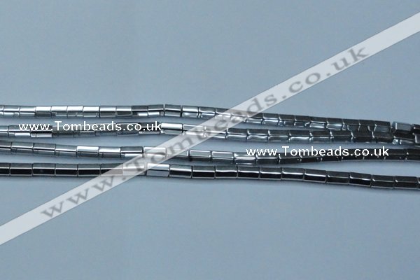 CHE751 15.5 inches 5*8mm faceted tube plated hematite beads