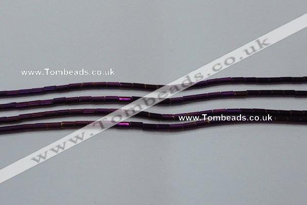 CHE763 15.5 inches 2*4mm tube plated hematite beads wholesale