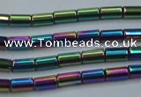 CHE764 15.5 inches 2*4mm tube plated hematite beads wholesale