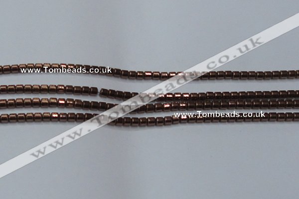 CHE777 15.5 inches 2*2mm drum plated hematite beads wholesale