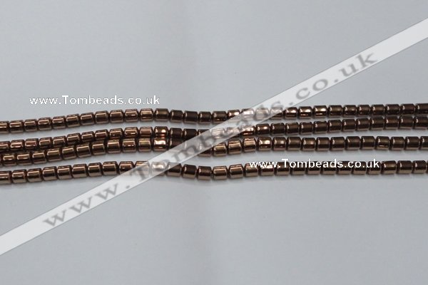 CHE788 15.5 inches 4*4.5mm drum plated hematite beads wholesale