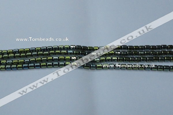 CHE789 15.5 inches 4*4.5mm drum plated hematite beads wholesale