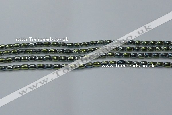 CHE798 15.5 inches 3*5mm rice plated hematite beads wholesale