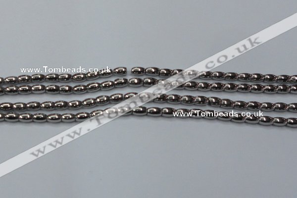 CHE802 15.5 inches 4*6mm rice plated hematite beads wholesale