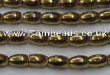 CHE803 15.5 inches 4*6mm rice plated hematite beads wholesale