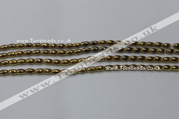 CHE803 15.5 inches 4*6mm rice plated hematite beads wholesale