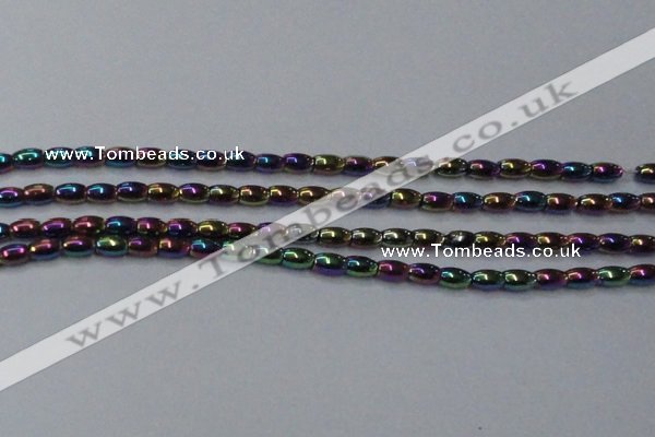 CHE804 15.5 inches 4*6mm rice plated hematite beads wholesale