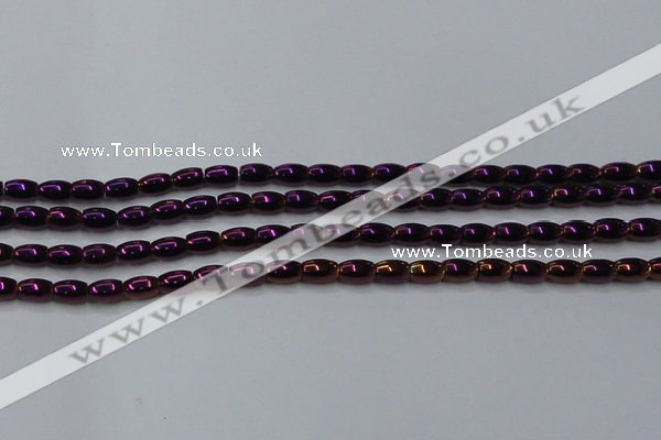 CHE805 15.5 inches 4*6mm rice plated hematite beads wholesale