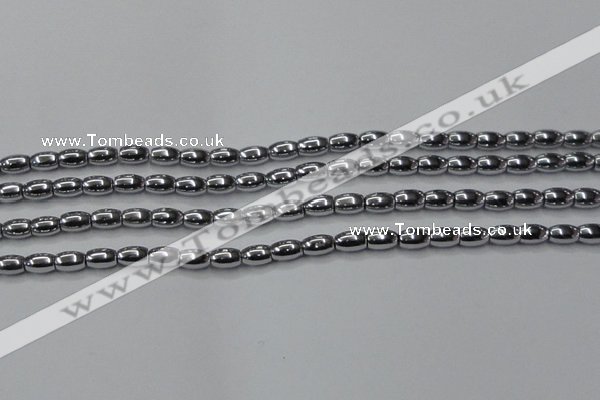 CHE809 15.5 inches 5*8mm rice plated hematite beads wholesale