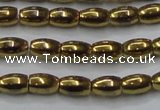 CHE811 15.5 inches 5*8mm rice plated hematite beads wholesale