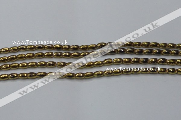 CHE811 15.5 inches 5*8mm rice plated hematite beads wholesale