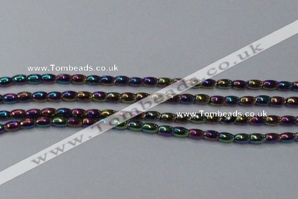 CHE812 15.5 inches 5*8mm rice plated hematite beads wholesale