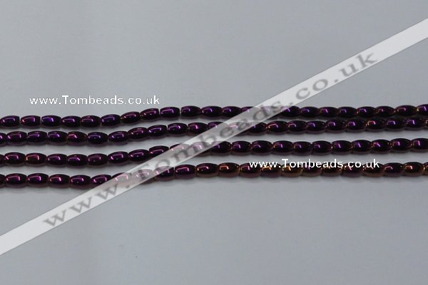 CHE813 15.5 inches 5*8mm rice plated hematite beads wholesale