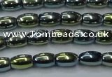 CHE814 15.5 inches 5*8mm rice plated hematite beads wholesale