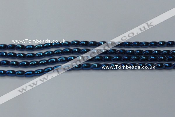 CHE815 15.5 inches 5*8mm rice plated hematite beads wholesale