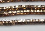 CHE826 15.5 inches 1*2mm hexagon plated hematite beads wholesale