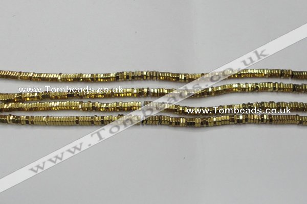 CHE827 15.5 inches 1*2mm hexagon plated hematite beads wholesale