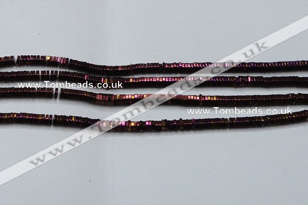 CHE837 15.5 inches 1*3mm hexagon plated hematite beads wholesale