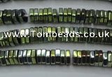 CHE844 15.5 inches 1*4mm hexagon plated hematite beads wholesale