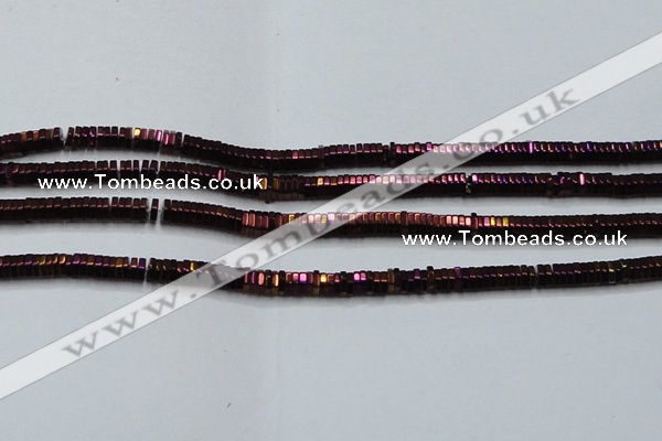 CHE845 15.5 inches 1*4mm hexagon plated hematite beads wholesale