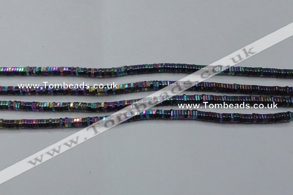 CHE846 15.5 inches 1*4mm hexagon plated hematite beads wholesale