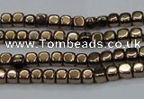 CHE854 15.5 inches 2*2mm dice platedhematite beads wholesale