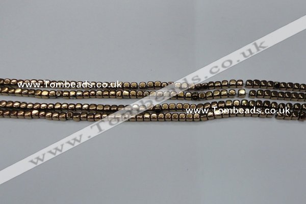 CHE854 15.5 inches 2*2mm dice platedhematite beads wholesale