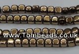 CHE862 15.5 inches 3*3mm dice platedhematite beads wholesale