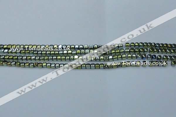 CHE863 15.5 inches 3*3mm dice platedhematite beads wholesale