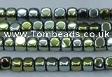 CHE869 15.5 inches 4*4mm dice platedhematite beads wholesale