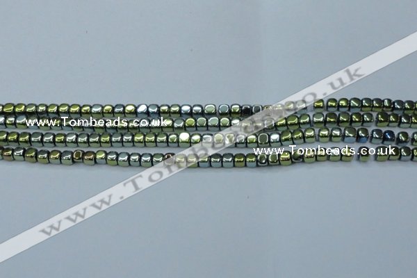 CHE869 15.5 inches 4*4mm dice platedhematite beads wholesale