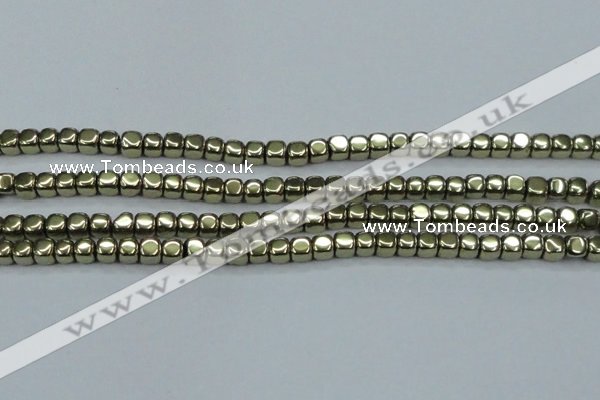 CHE875 15.5 inches 2*2mm dice plated hematite beads wholesale