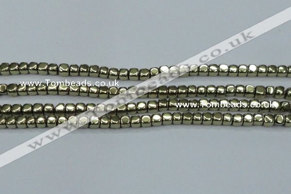 CHE876 15.5 inches 3*3mm dice plated hematite beads wholesale