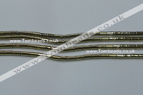 CHE883 15.5 inches 3*5mm tube plated hematite beads wholesale