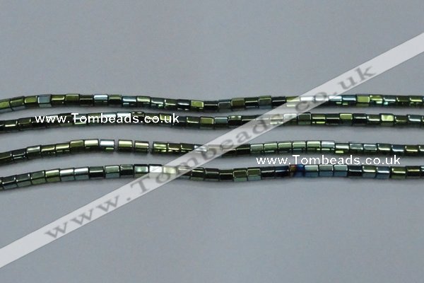 CHE890 15.5 inches 2*2mm faceted tube plated hematite beads wholesale