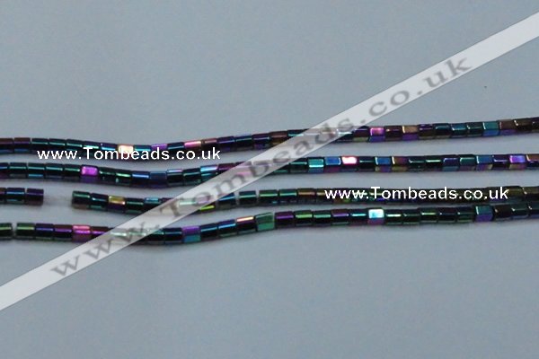 CHE891 15.5 inches 2*2mm faceted tube plated hematite beads wholesale