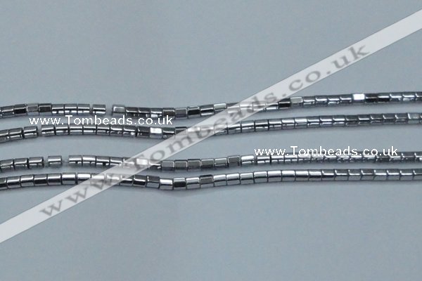 CHE896 15.5 inches 3*3mm faceted tube plated hematite beads wholesale