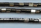 CHE897 15.5 inches 3*3mm faceted tube plated hematite beads wholesale