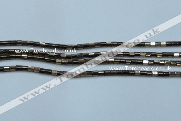 CHE897 15.5 inches 3*3mm faceted tube plated hematite beads wholesale