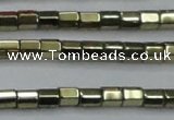 CHE898 15.5 inches 3*3mm faceted tube plated hematite beads wholesale