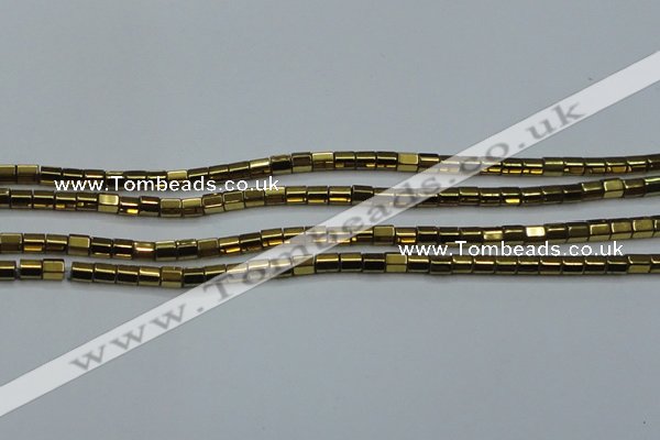 CHE899 15.5 inches 3*3mm faceted tube plated hematite beads wholesale