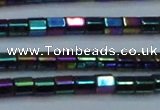 CHE901 15.5 inches 3*3mm faceted tube plated hematite beads wholesale