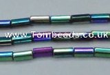 CHE910 15.5 inches 2*4mm faceted tube plated hematite beads wholesale