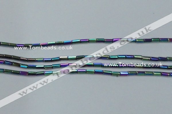 CHE910 15.5 inches 2*4mm faceted tube plated hematite beads wholesale