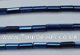 CHE911 15.5 inches 2*4mm faceted tube plated hematite beads wholesale