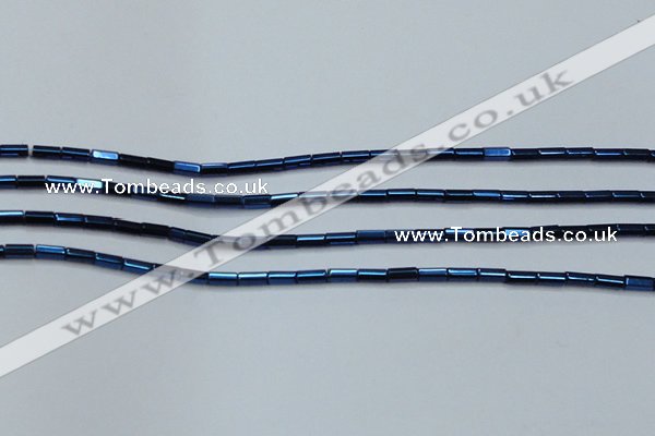 CHE911 15.5 inches 2*4mm faceted tube plated hematite beads wholesale