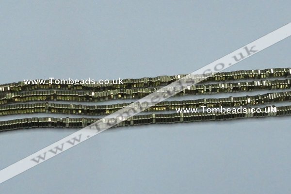 CHE913 15.5 inches 1*2mm hexagon plated hematite beads wholesale