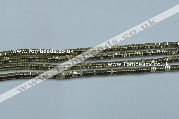 CHE914 15.5 inches 1*3mm hexagon plated hematite beads wholesale