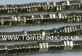 CHE915 15.5 inches 1*4mm hexagon plated hematite beads wholesale